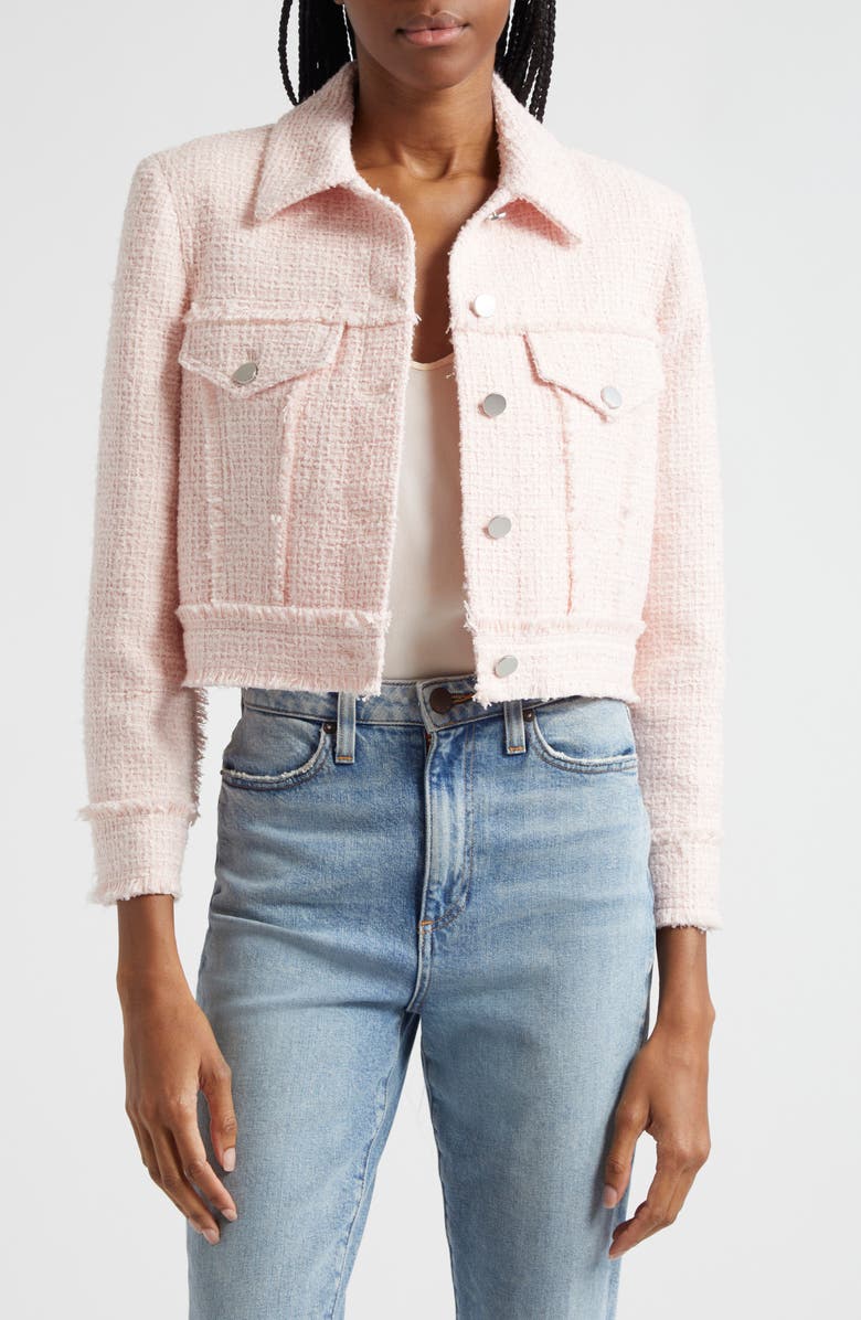Alice + Olivia Chloe Tweed Crop Jacket, Main, color,
