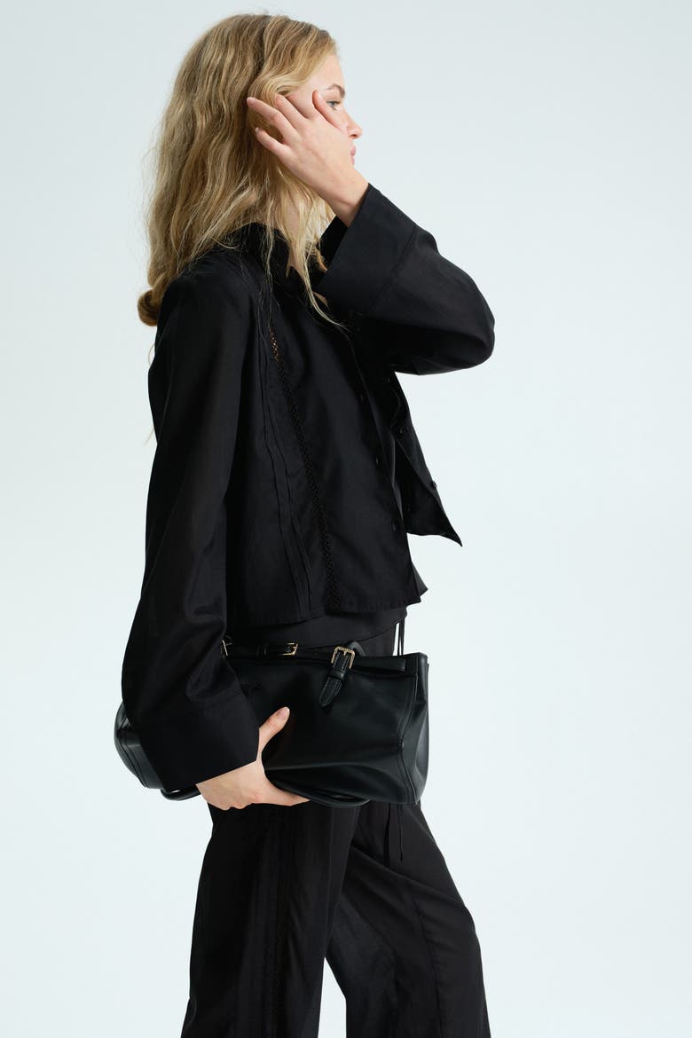 Pintucked Pyjama Shirt, Alternate, color, Black
