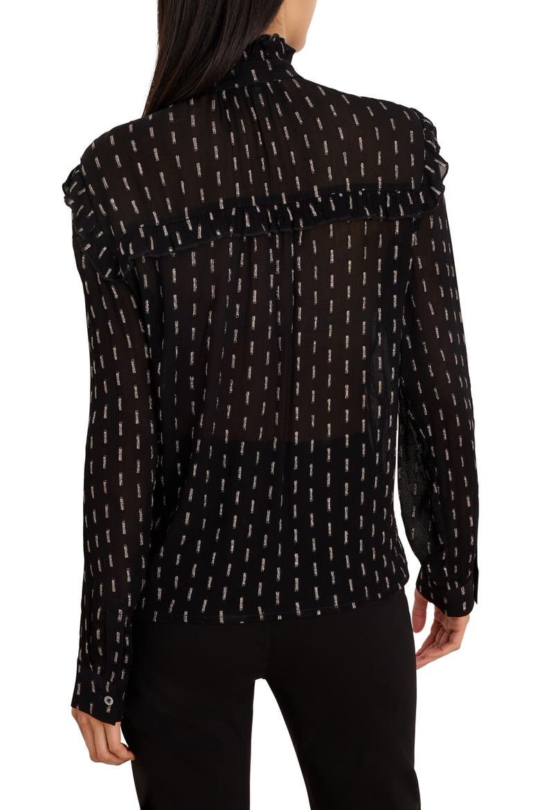 Mayfair Nights Ruffle Chiffon Shirt, Alternate, color, BLACK MULTI