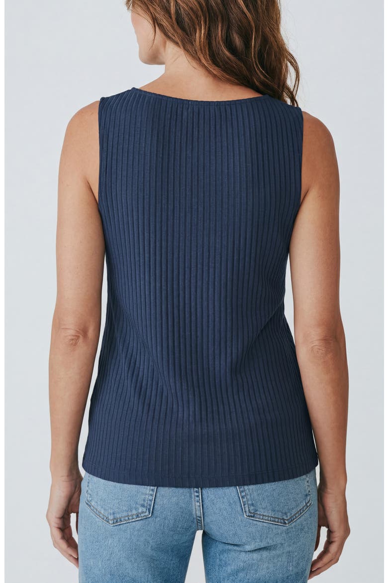 Boat Neck Sleeveless Rib Top, Alternate, color, CLUB NAVY