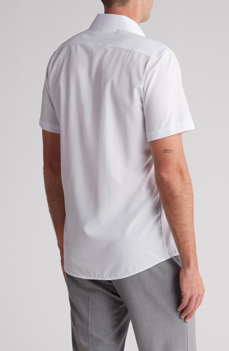 TOM BAINE Slim Fit Performance Short Sleeve Button-Up Shirt, Alternate, color, White