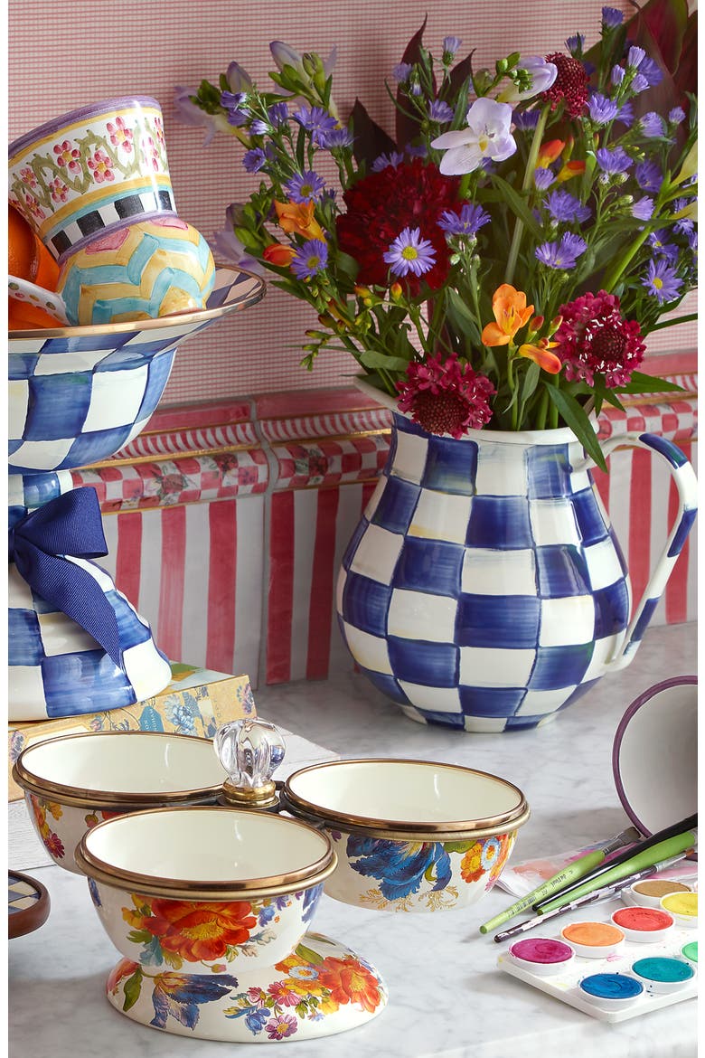 Royal Check Enameled Steel 3-Quart Pitcher, Alternate, color, BLUE/ WHITE