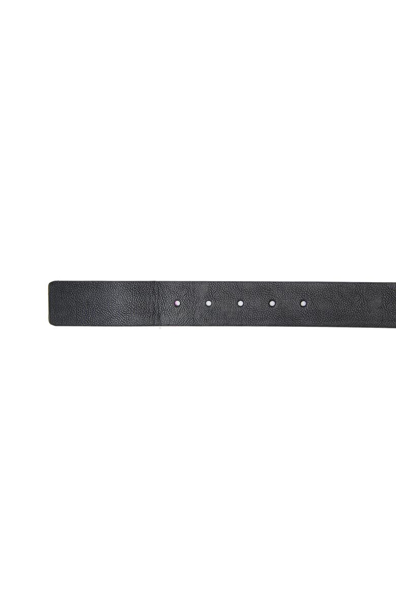 True Religion Stokes Logo Buckle Leather Belt, Alternate, color, Black
