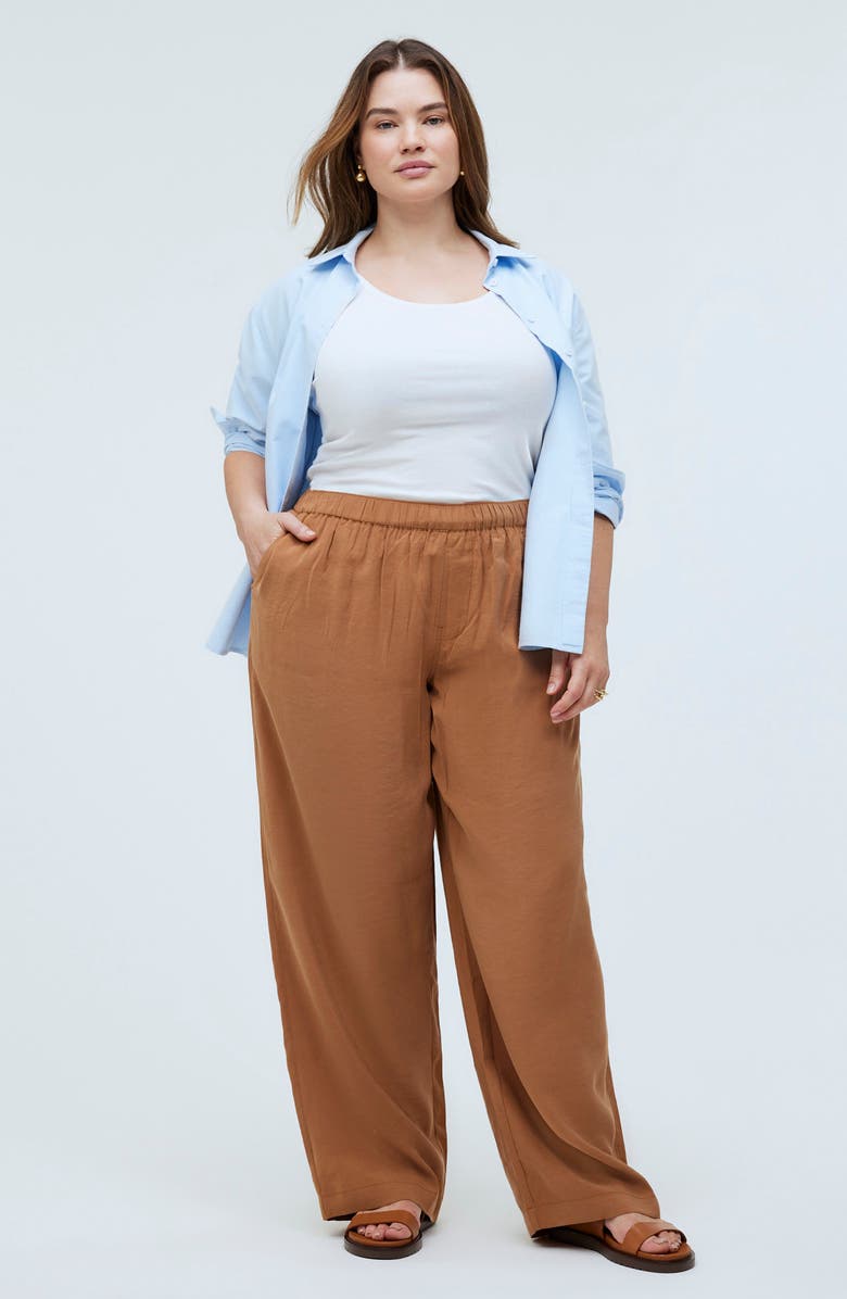 Madewell Softdrape Wide Leg Pants, Alternate, color, Warm Hickory