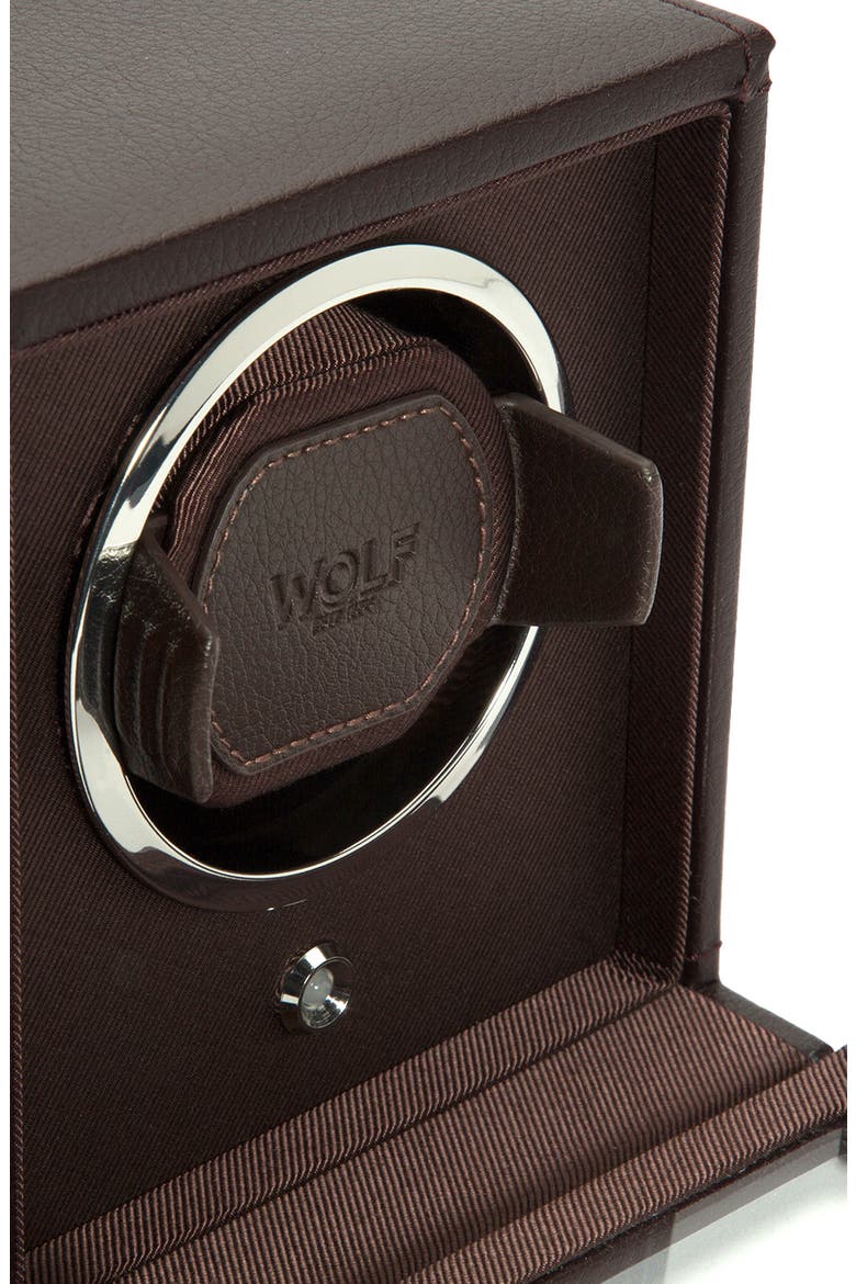 Cub Single Watch Winder with Cover, Alternate, color, BROWN