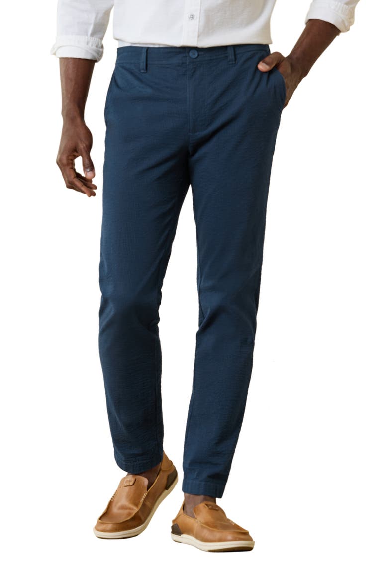 Nova Weave Flat Front Performance Seersucker Pants, Main, color, MARITIME