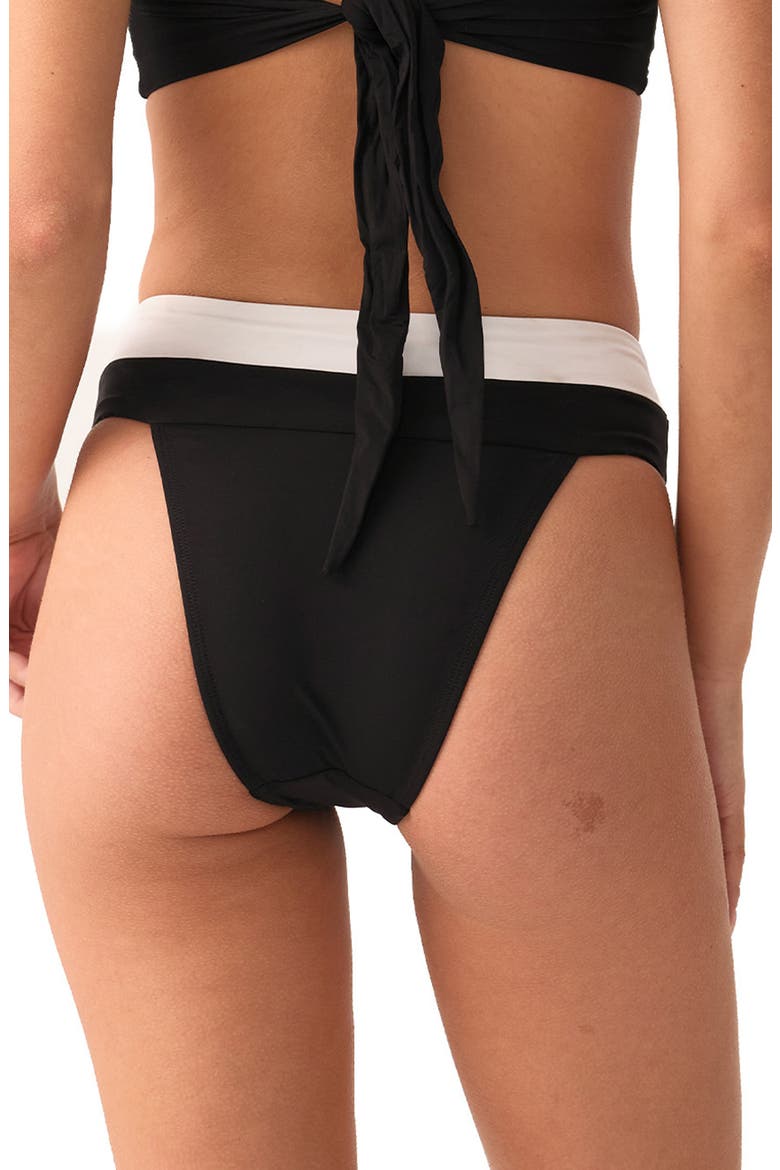 Banded High Waist Bikini Bottoms, Alternate, color, JET BLACK