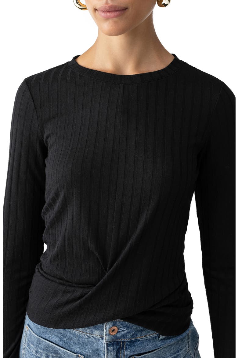 The Twist Front Rib Knit Top, Alternate, color, BLACK