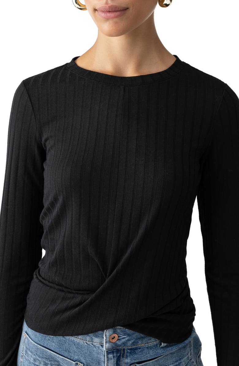 Sanctuary The Twist Front Rib Knit Top, Alternate, color, 