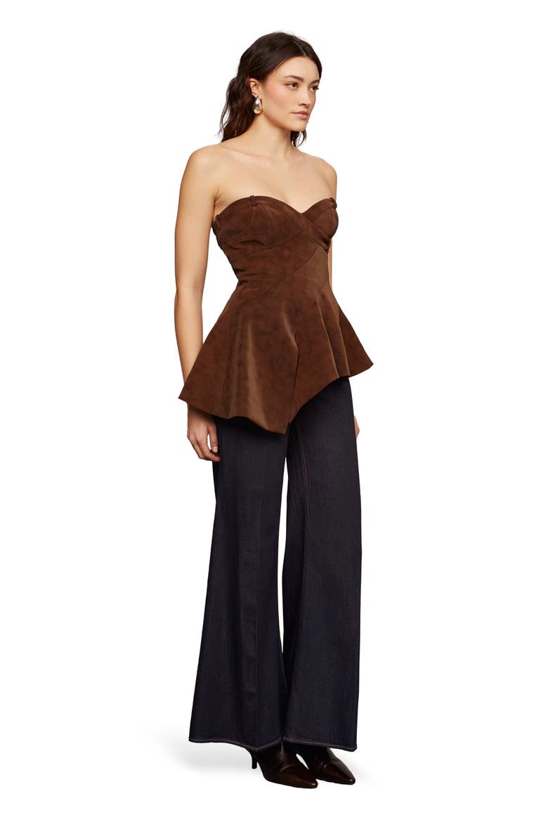 Augusta Bustier Peplum Top, Alternate, color, Toffee Swirl