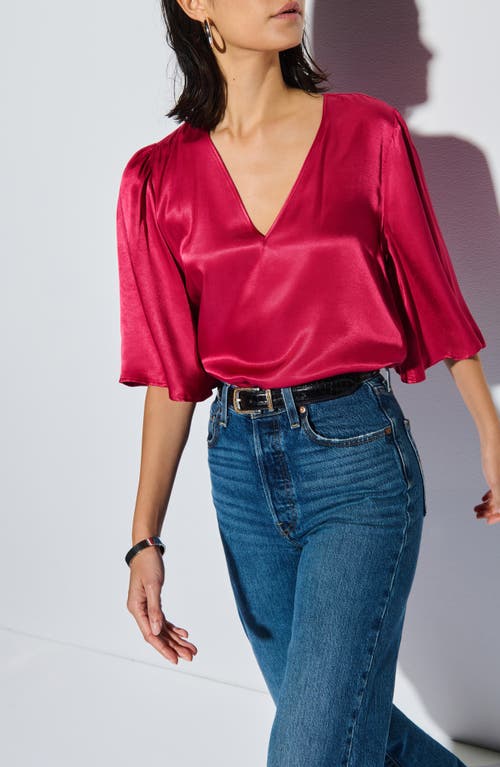 Nation Ltd Mel V-neck Top In Raspberry In Raspberry Jam