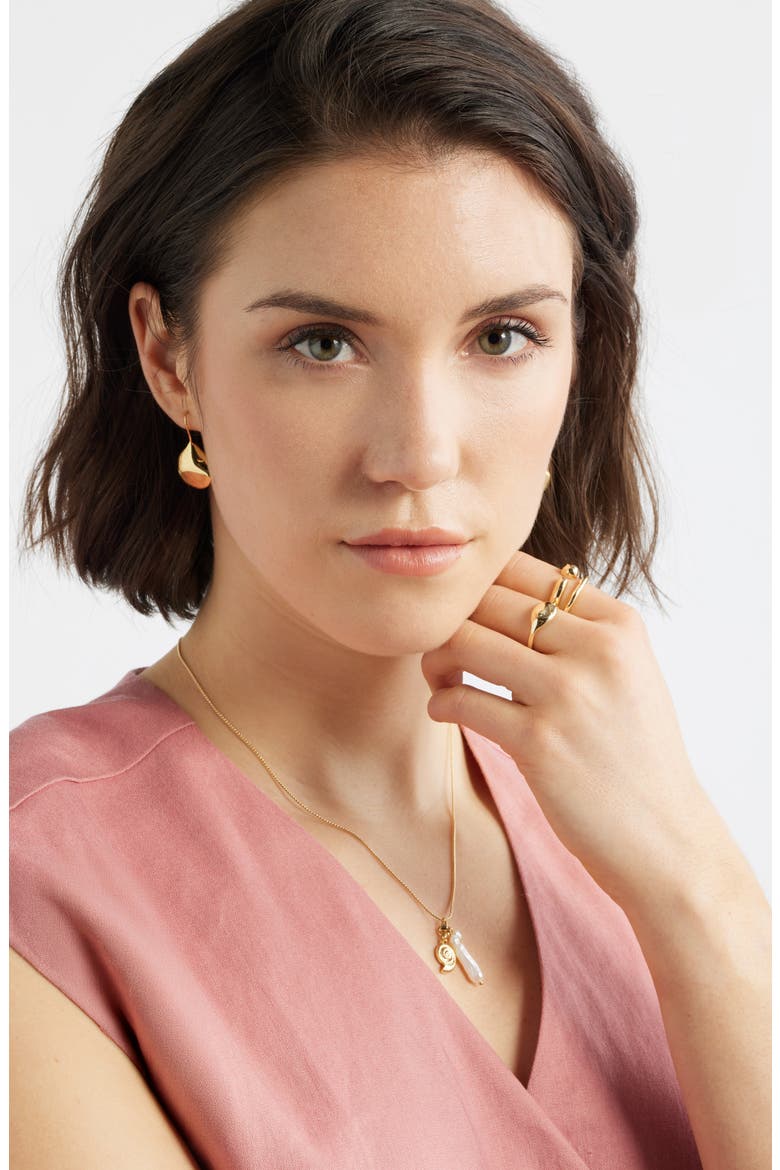 Set of 3 Organic Teardrop Band Rings, Alternate, color, GOLD