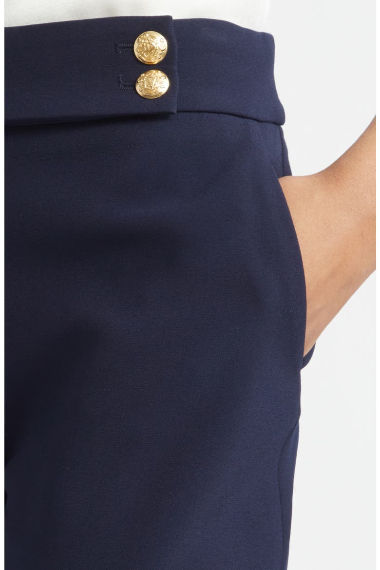 Renzo Crop Cotton Blend Trousers, Alternate, color, NAVY