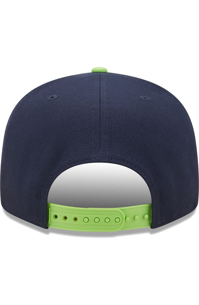 New Era Men's New Era College Navy/Neon Green Seattle Seahawks Team Script 9FIFTY Snapback Hat, Alternate, color, 