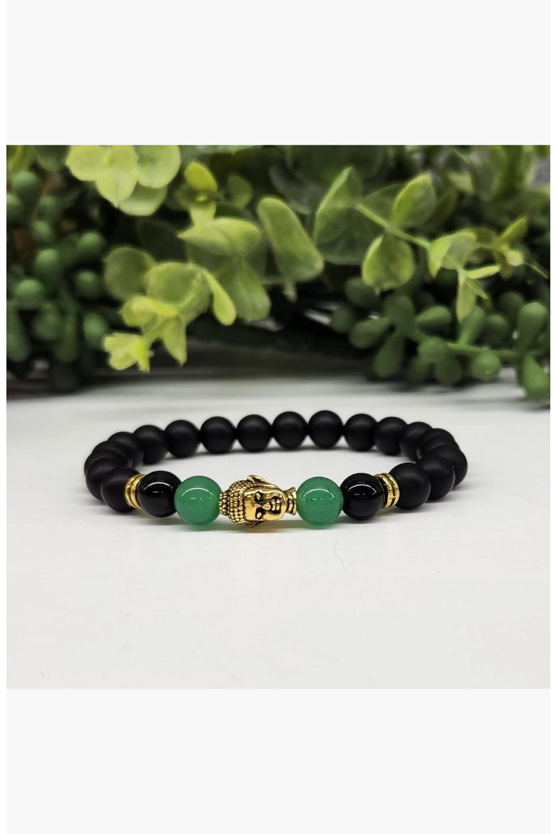 Buddha Obsidian Beaded Bracelet, Main, color, Turquoise / Silver Tone