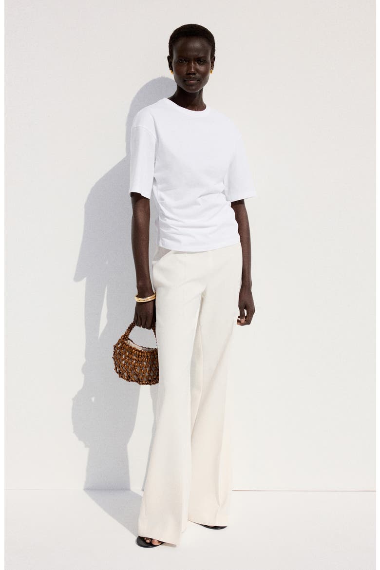 Ruched Side Cotton T-Shirt, Alternate, color, WHITE