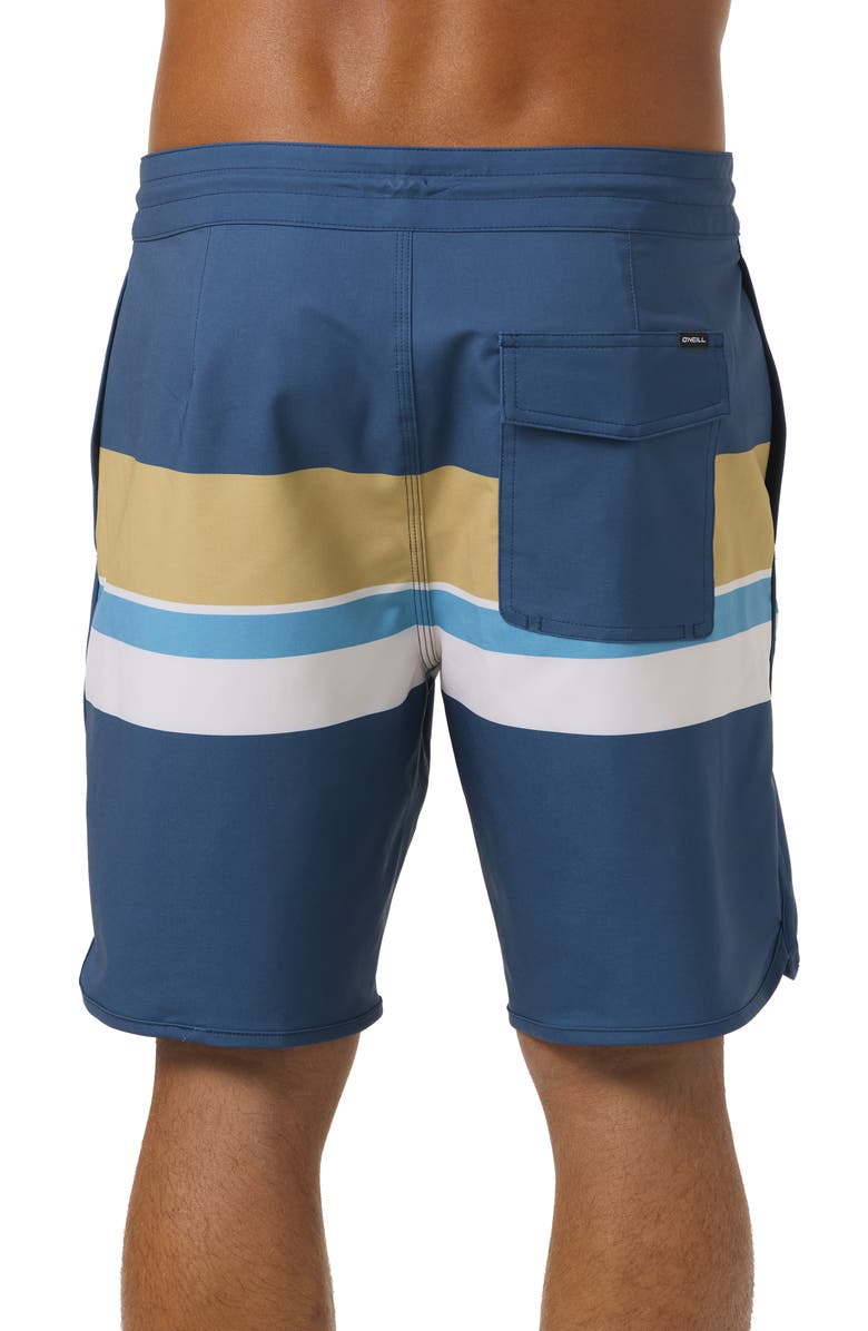 O'Neill Cruzer Stripe Scallop Swim Trunks, Alternate, color, Midnight Navy
