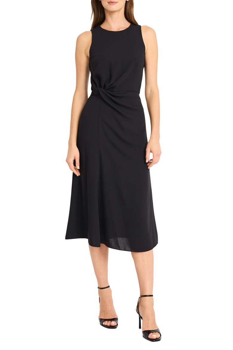 Twist Midi Dress, Main, color, BLACK