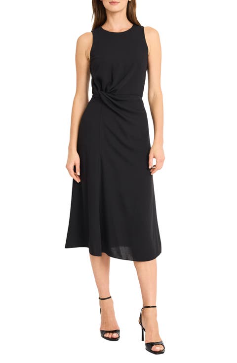 Maggy London シャーリング半袖ミディドレス ILLUSION MIDI DRESS W/ RUFFLED HEM – Maggy London
