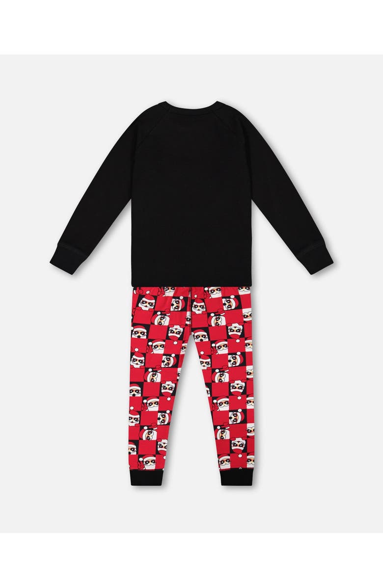 Deux par Deux Little Boy's Organic Cotton Two Piece Pajama Set Red Printed Santa, Alternate, color,
