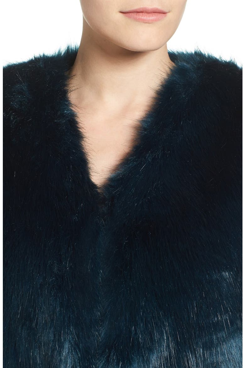 Faux Fur Vest, Alternate, color, TURQUOISE