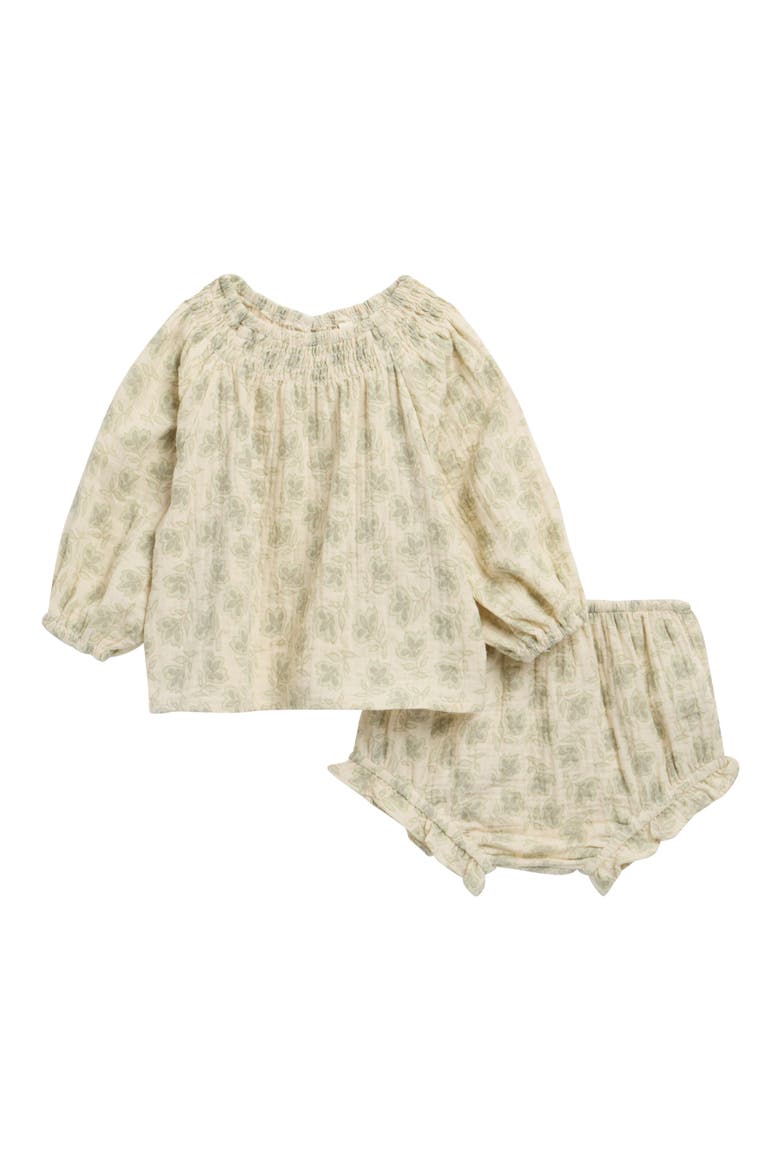 Quincy Long Sleeve Top & Bloomers Set, Main, color, NATURAL