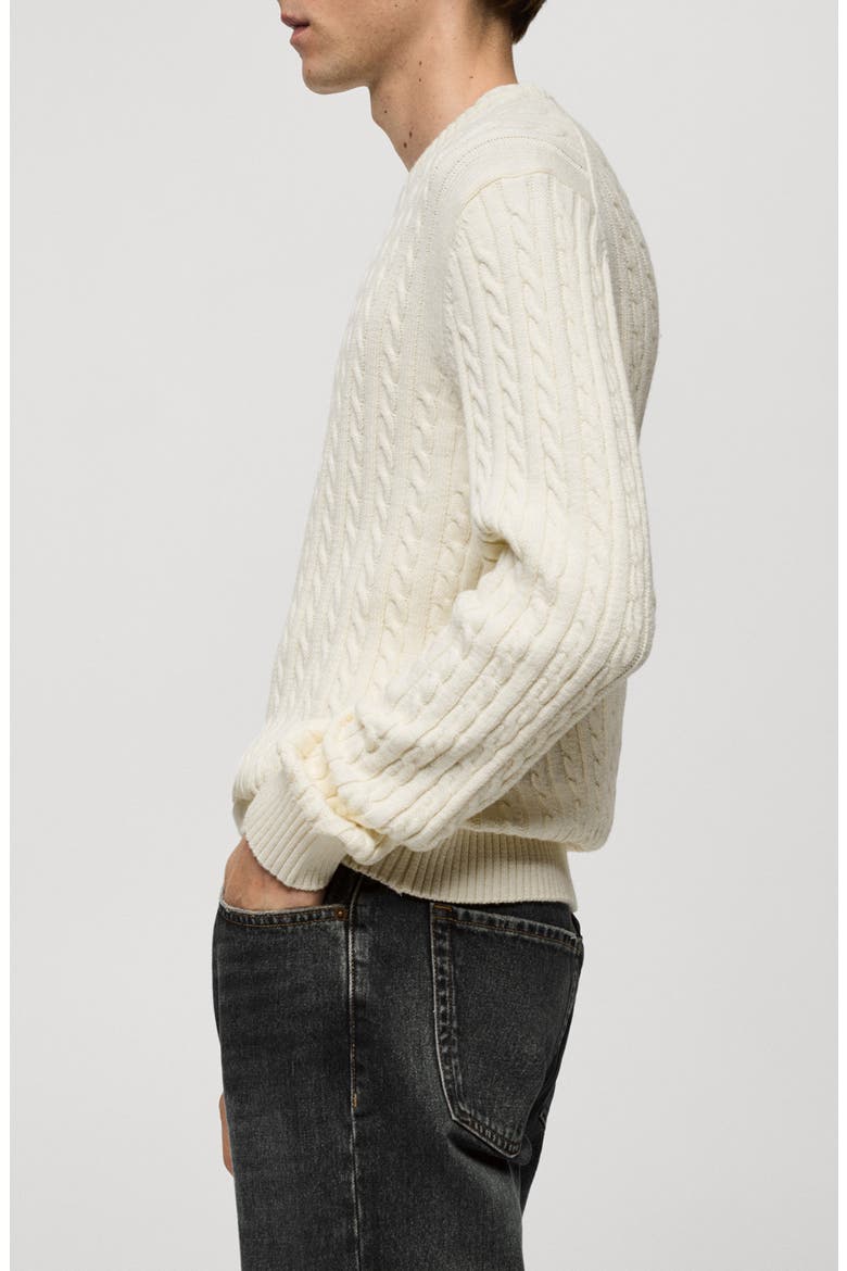 Cable Stitch Cotton Blend Sweater, Alternate, color, OFF WHITE