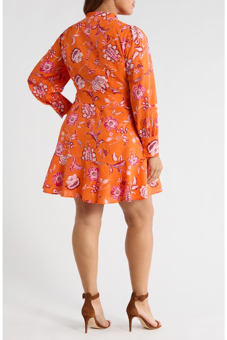 Cosmo Floral Long Sleeve Shirtdress, Alternate, color, ORANGE-MULTI