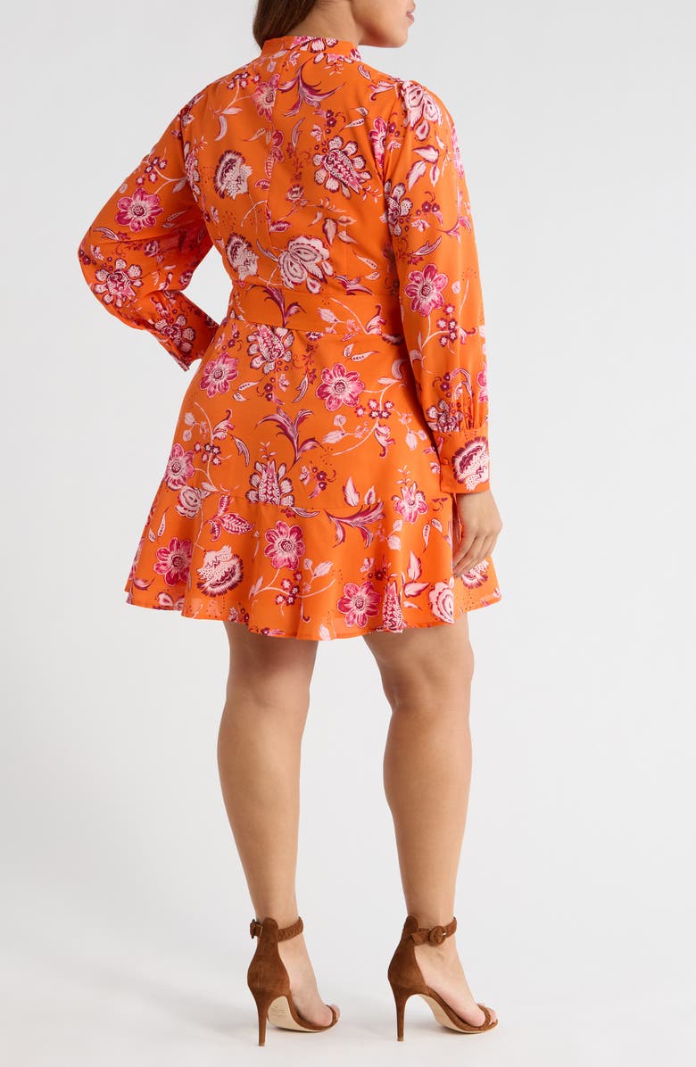 SUGARLIPS Cosmo Floral Long Sleeve Shirtdress, Alternate, color, Orange-Multi