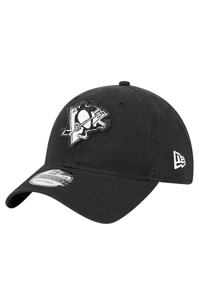New Era Men's New Era Black Pittsburgh Penguins Stamp Fabric Applique 9TWENTY Adjustable Hat, Main, color, Black