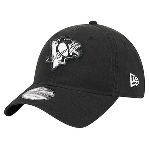 Men's New Era  Black Pittsburgh Penguins Stamp Fabric Applique 9TWENTY Adjustable Hat