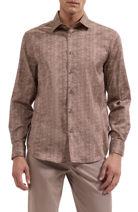 Alvin Shaped Geometric Cotton Blend Shirt