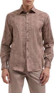 Bugatchi Alvin Shaped Geometric Cotton Blend Shirt