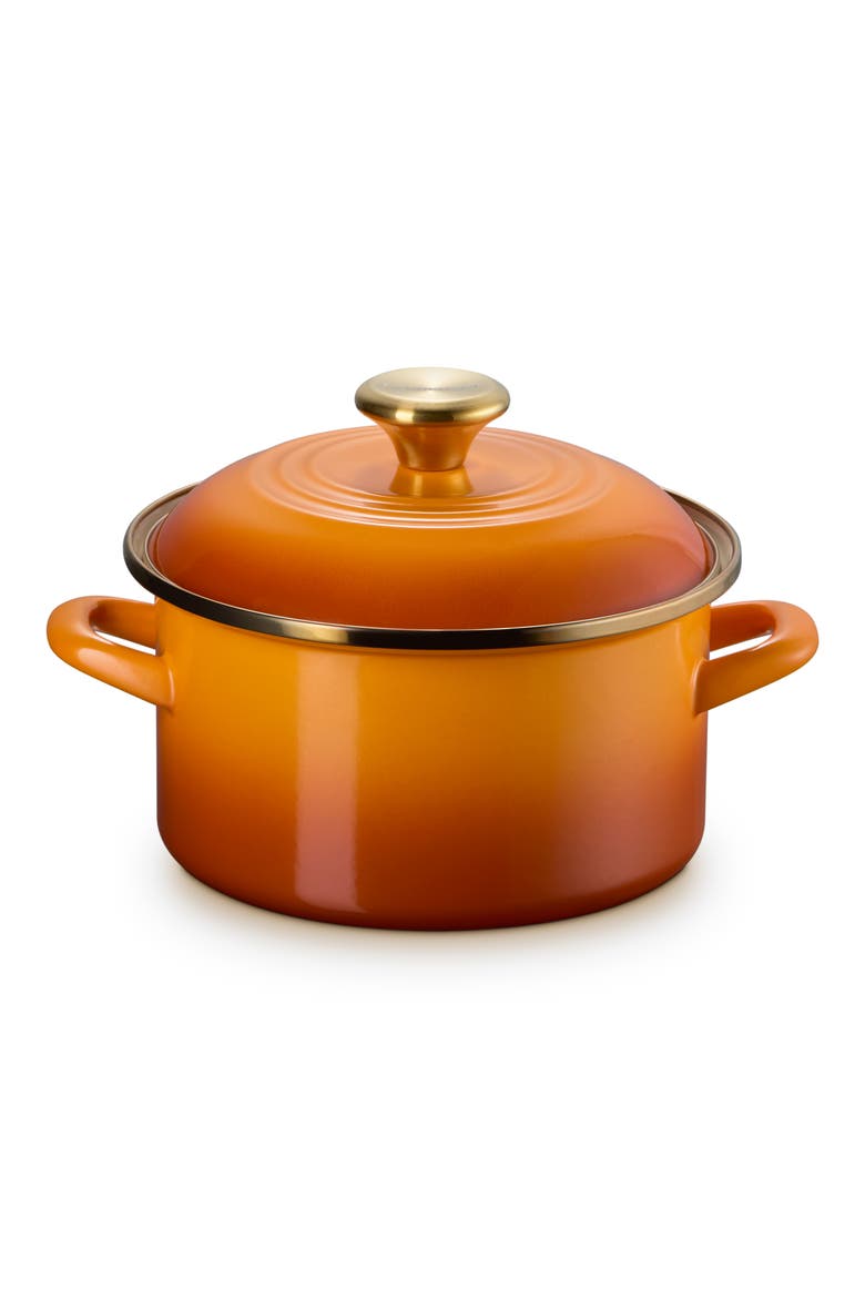 The Traditional Enameled Stainless Steel Petite Stockpot, Main, color, PERSIMMON