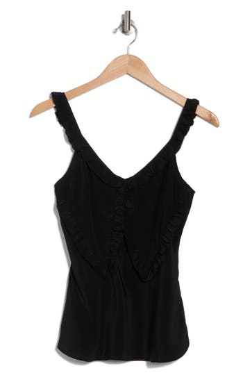 Joie Emeri Ruffle Sleeveless Silk Top In Caviar