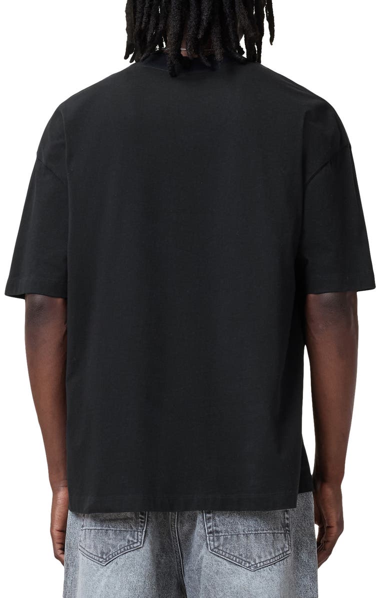 AllSaints Lover Oversize Heart Appliqué Cotton T-Shirt, Alternate, color, Washed Black