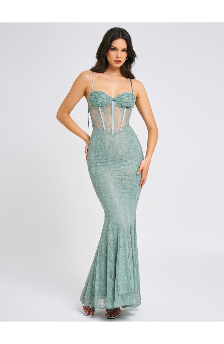 Miss Circle Janelle Sweetheart Mermaid Lace Maxi Dress, Alternate, color, Sage Green