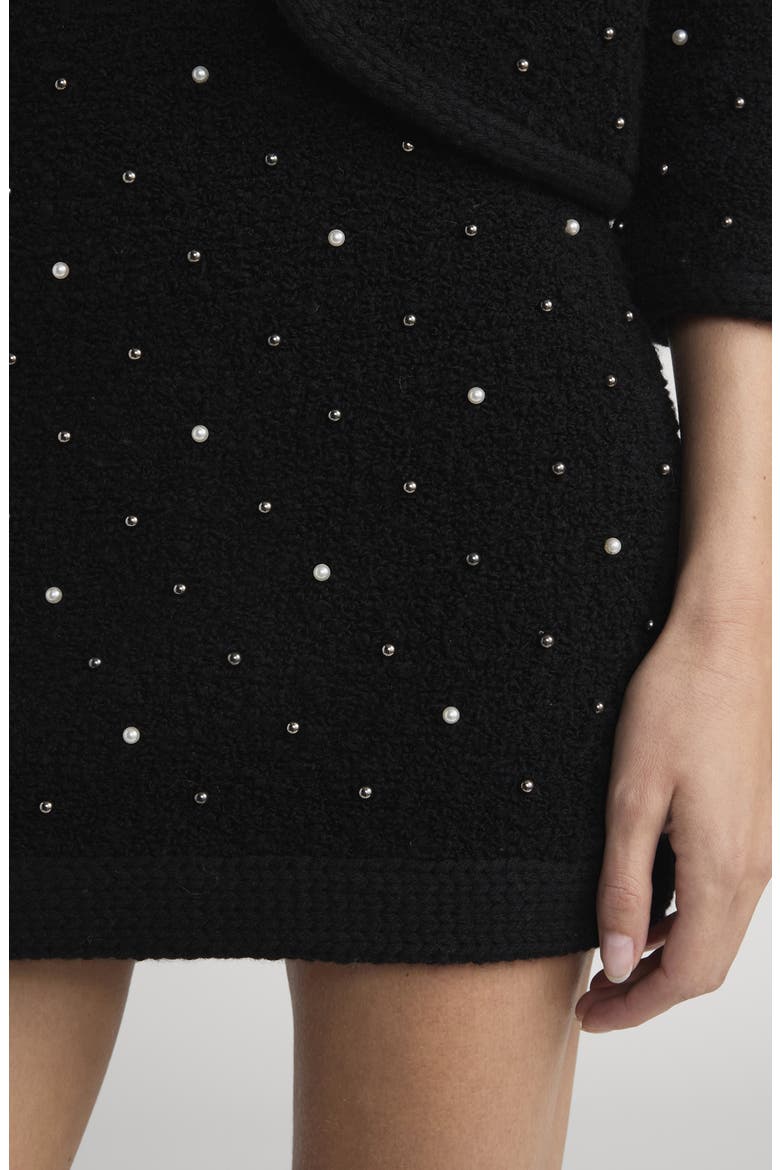 The Embellished Knit Wool Blend Miniskirt, Alternate, color, BLACK