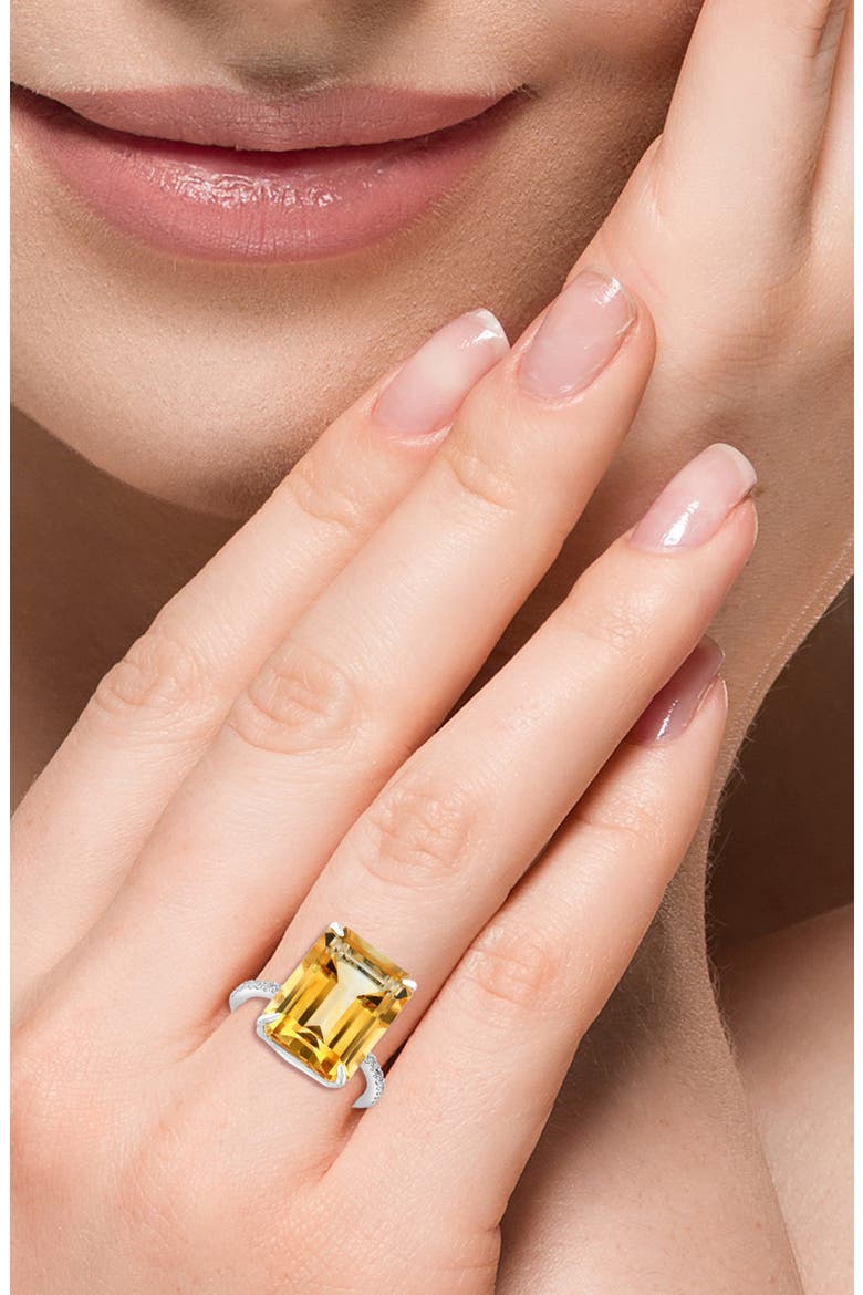 White Sapphire & Citrine Ring, Alternate, color, ORANGE