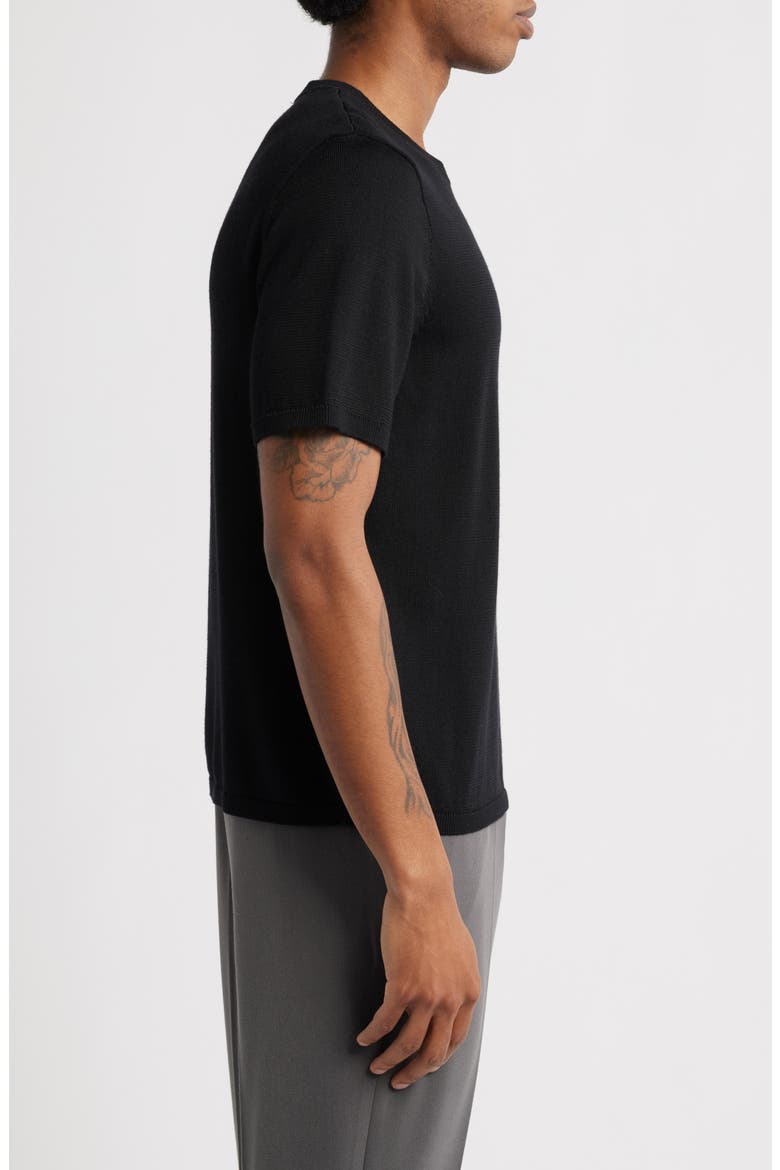 Short Sleeve Crewneck Sweater, Alternate, color, BLACK