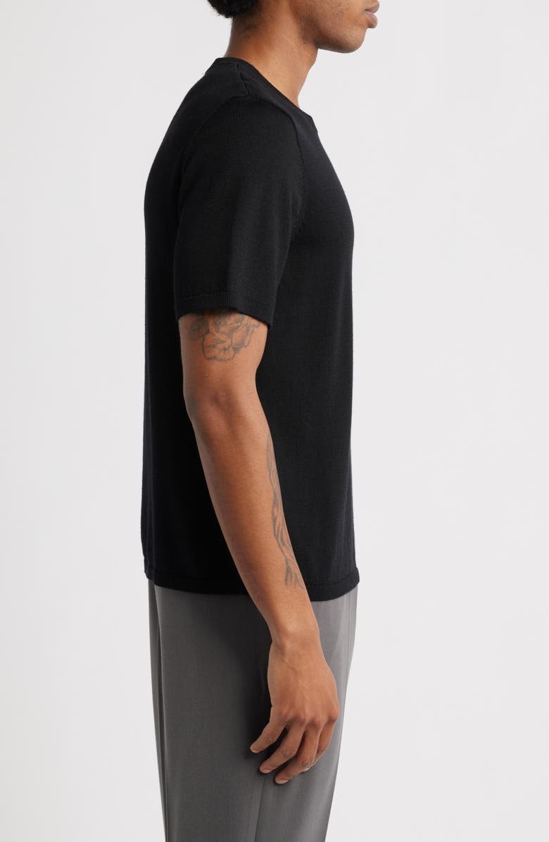 Open Edit Short Sleeve Crewneck Sweater, Alternate, color, Black