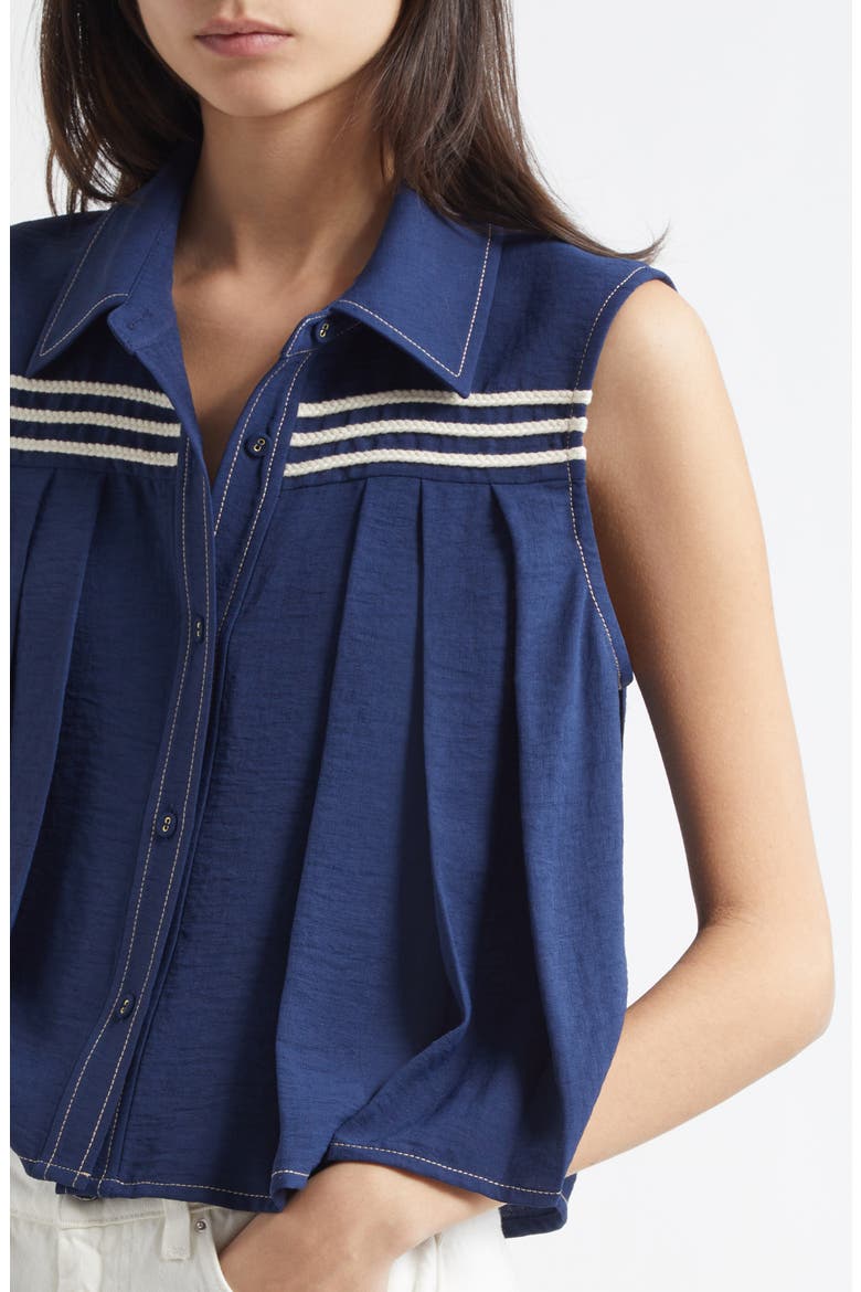 Laura Sleeveless Shirt, Alternate, color, SPRING NAVY