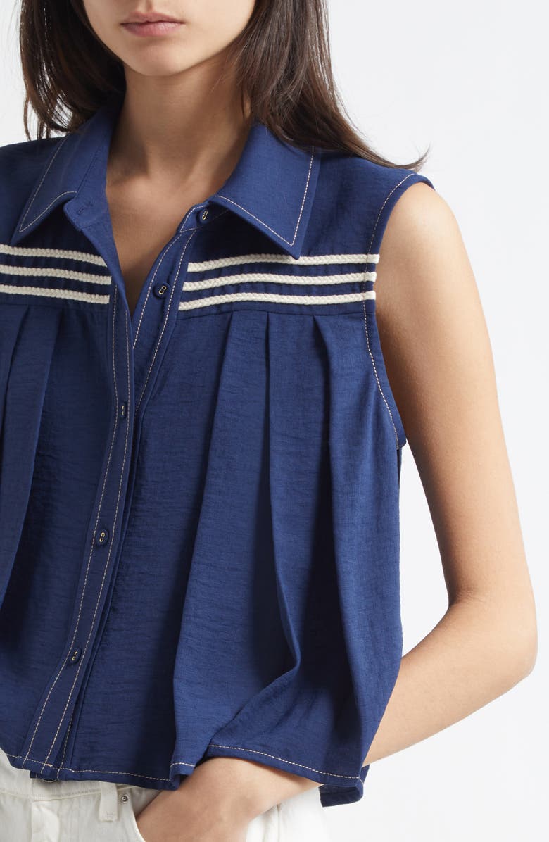 Ramy Brook Laura Sleeveless Shirt, Alternate, color, Spring Navy