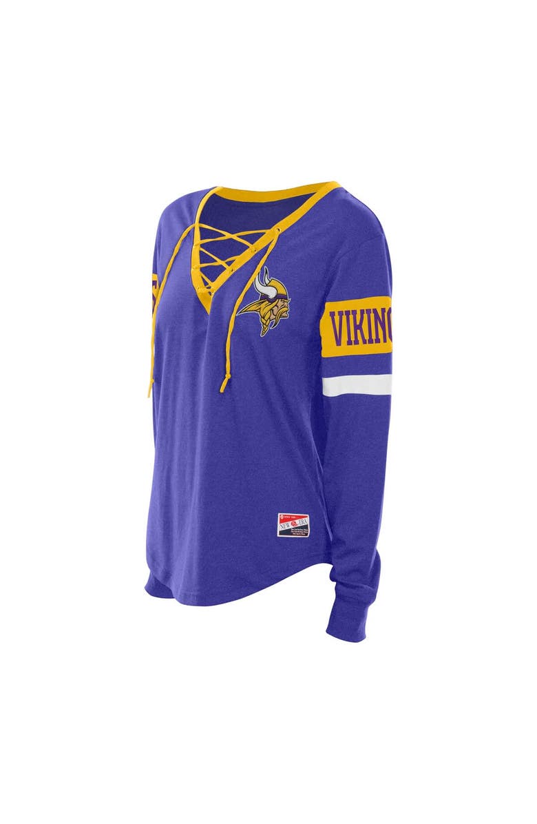 New Era Women's New Era Purple Minnesota Vikings Throwback Lace-Up Long-Sleeve T-Shirt, Alternate, color, Purple