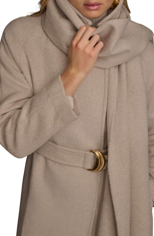 Donna Karan New York Wool Blend Coat With Scarf In Gray