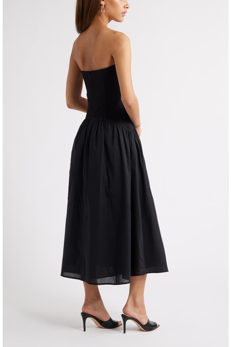 Curved Waist Strapless Maxi Dress, Alternate, color, BLACK