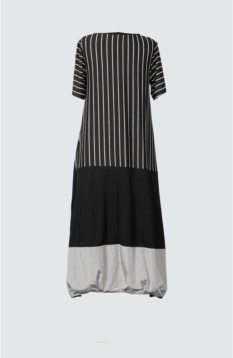 LUUKAA Lila Long Striped Viscose Jersey Dress, Alternate, color, Black