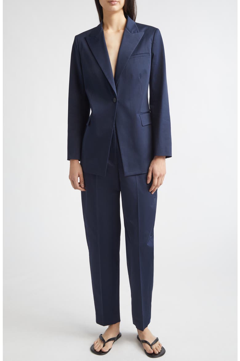 Bow Stretch Cotton Jacket, Alternate, color, NAVY