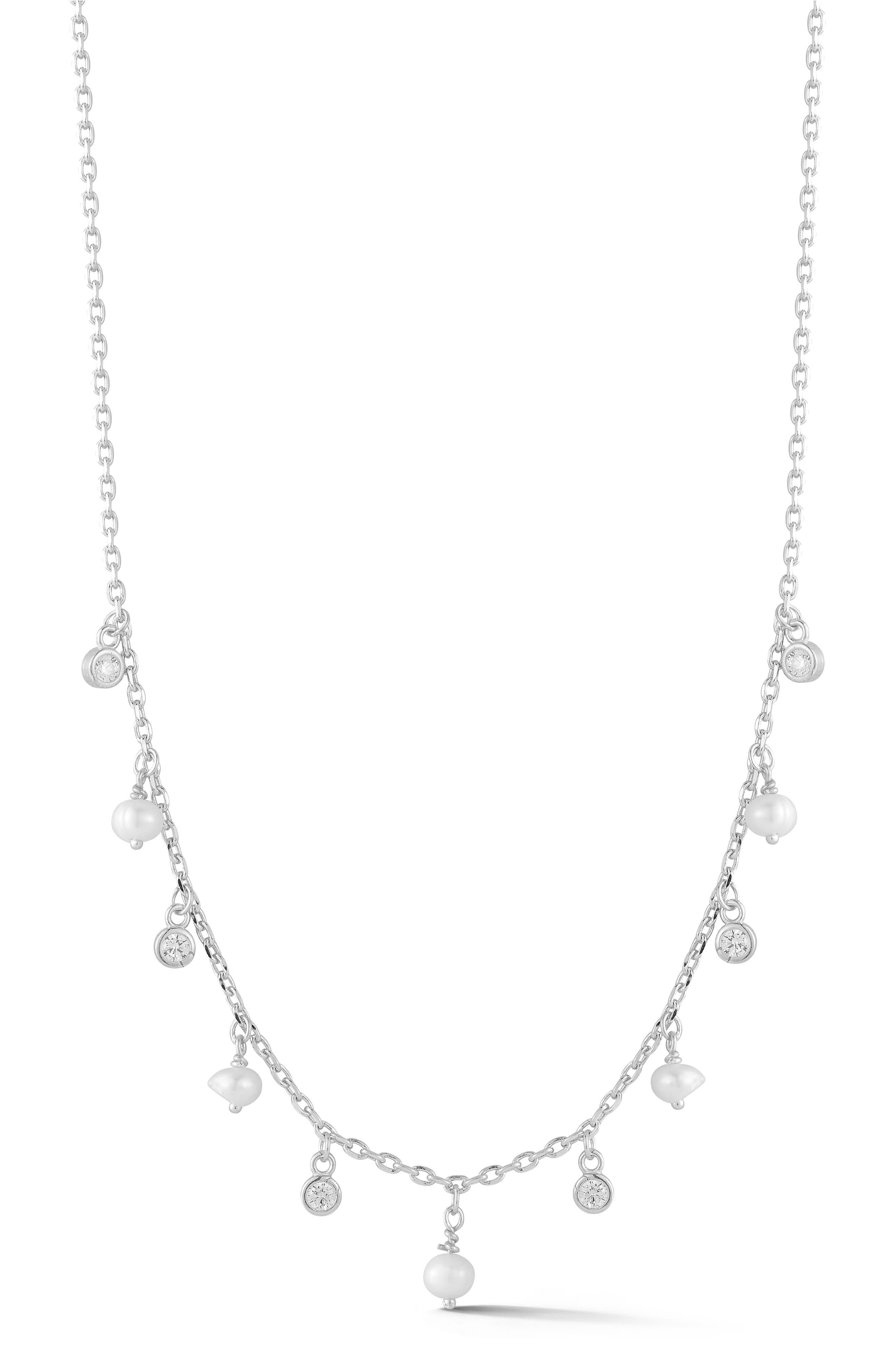 GLAZE JEWELRY Cultured Pearl & Cubic Zirconia Charm Frontal Necklace