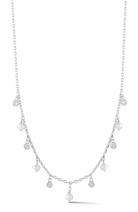 GLAZE JEWELRY Cultured Pearl & Cubic Zirconia Charm Frontal Necklace